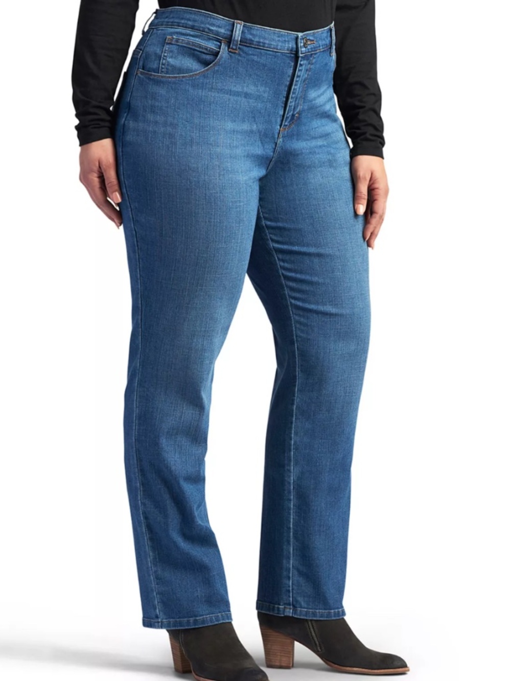 Lee Relaxed Fit Straight Leg Mid Rise Jeans in Dark Blue Wash